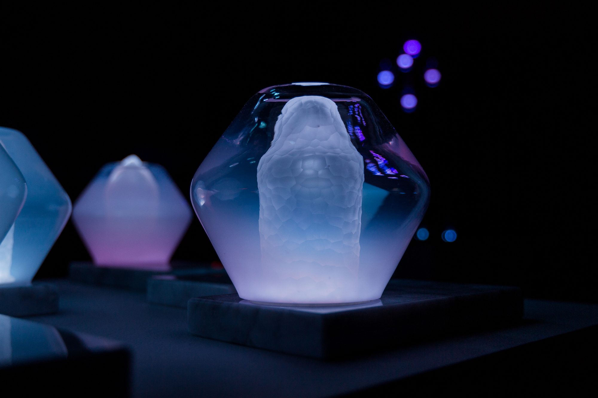 Jewel Lamp — the lit form seen against a dark background