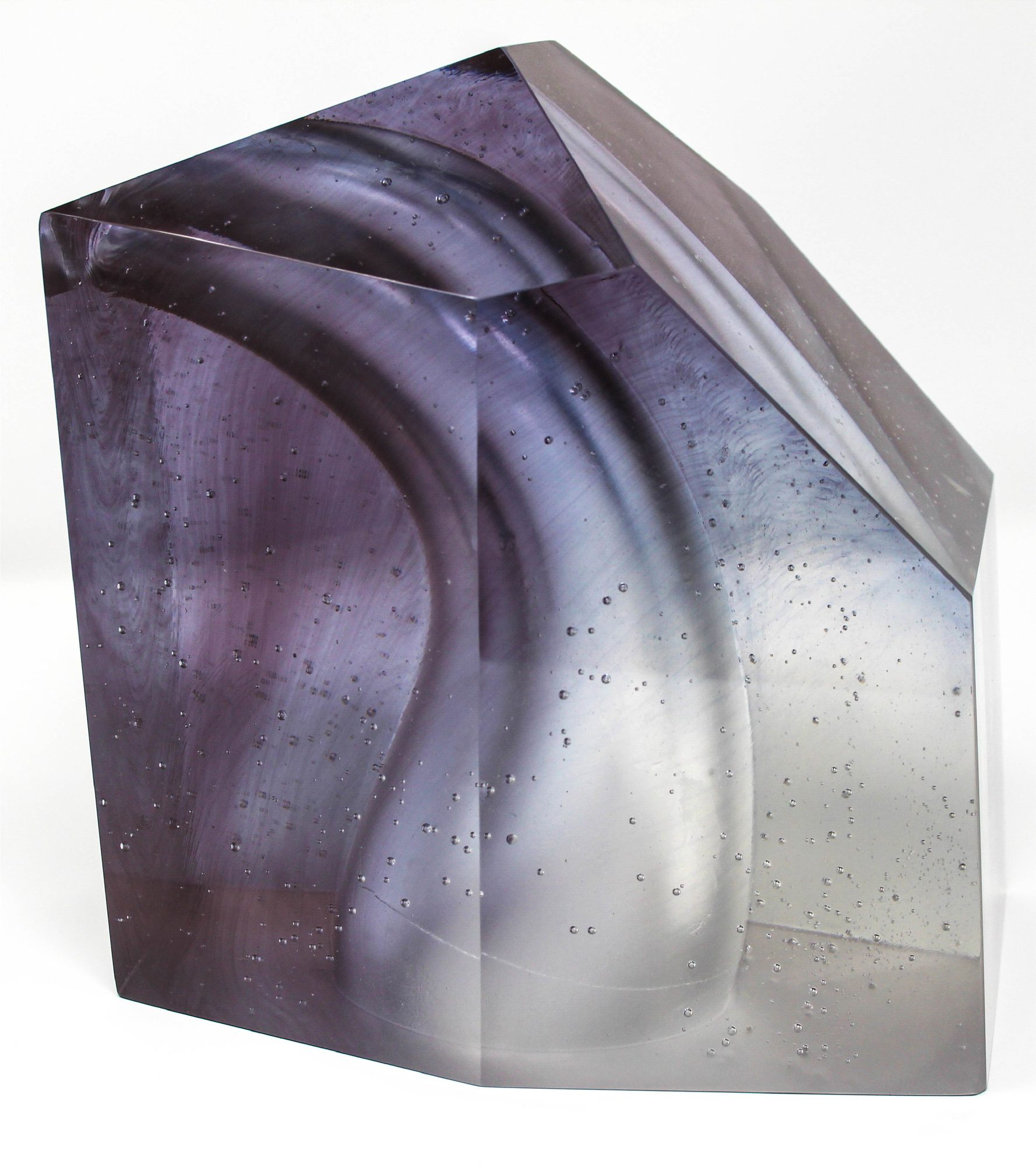 Luna — alternative view of the faceted cast glass block